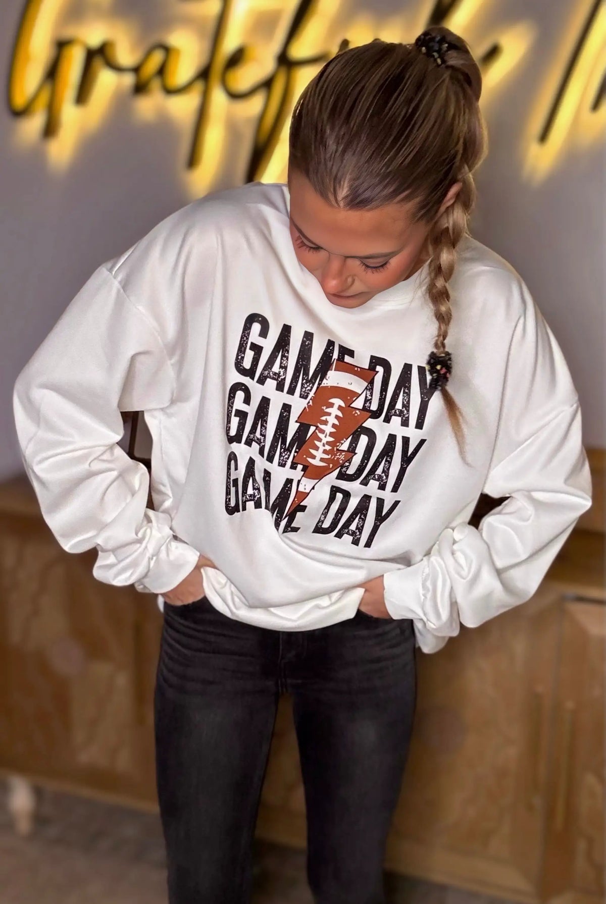 Grateful Threads Boutique Game Day Lightning Bolt Sweatshirt - Sweatshirts