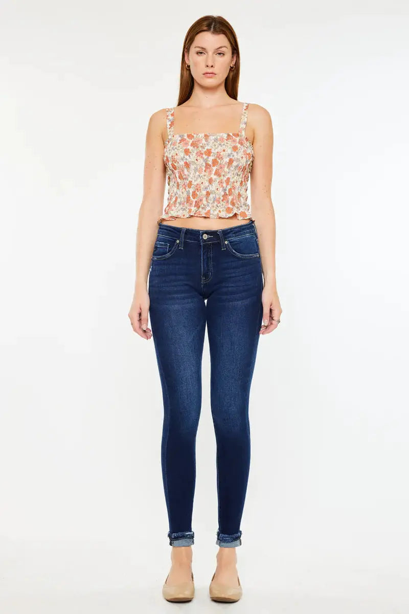 KanCan KanCan Kennedy Mid Rise Ankle Skinny Jeans – Dark Wash - Jeans Kancan midrise skinny
