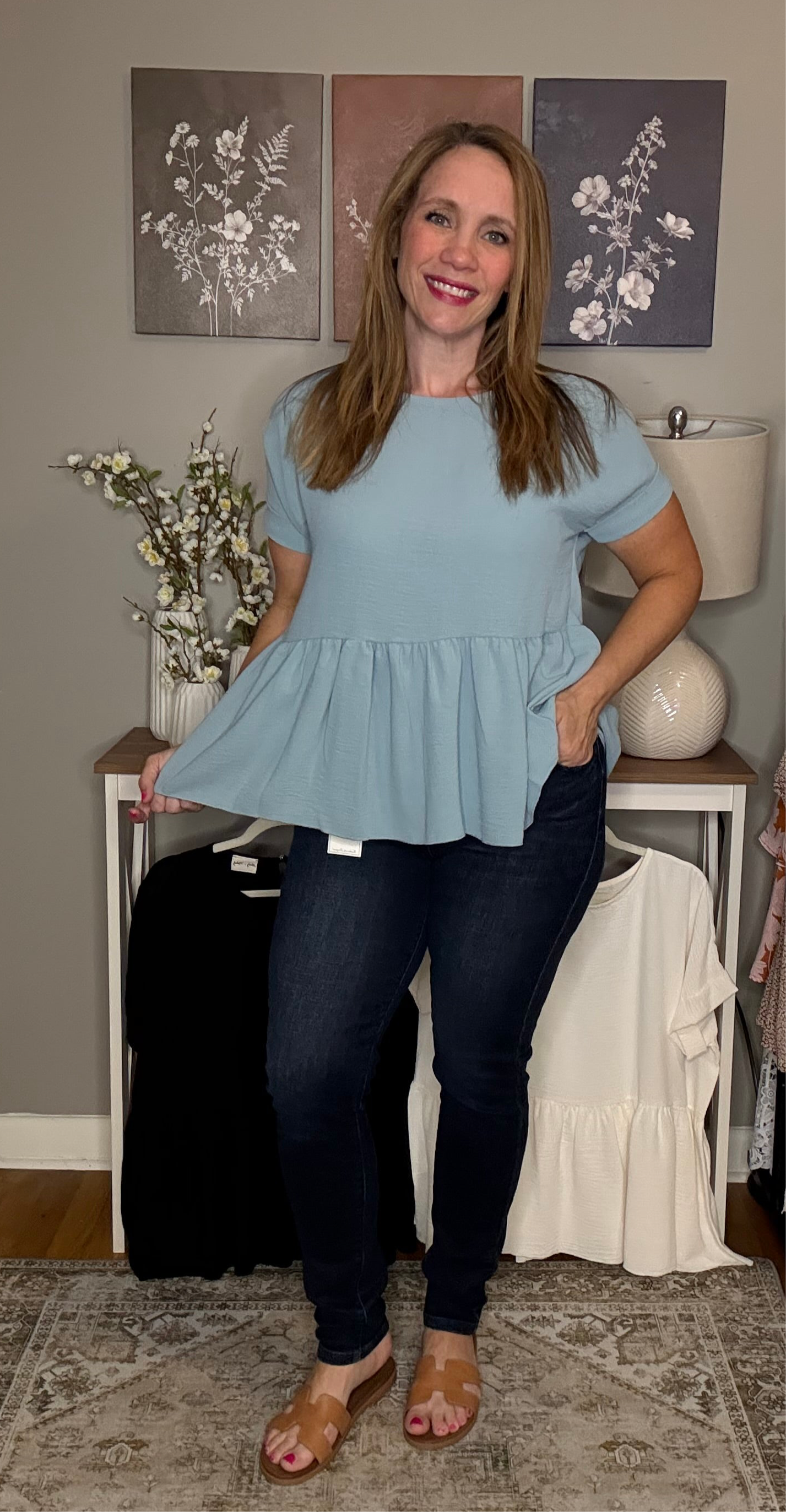lovely melody Cotton Double Gauze Solid Babydoll Blouse - Blouses cotton gauze babydoll blouse