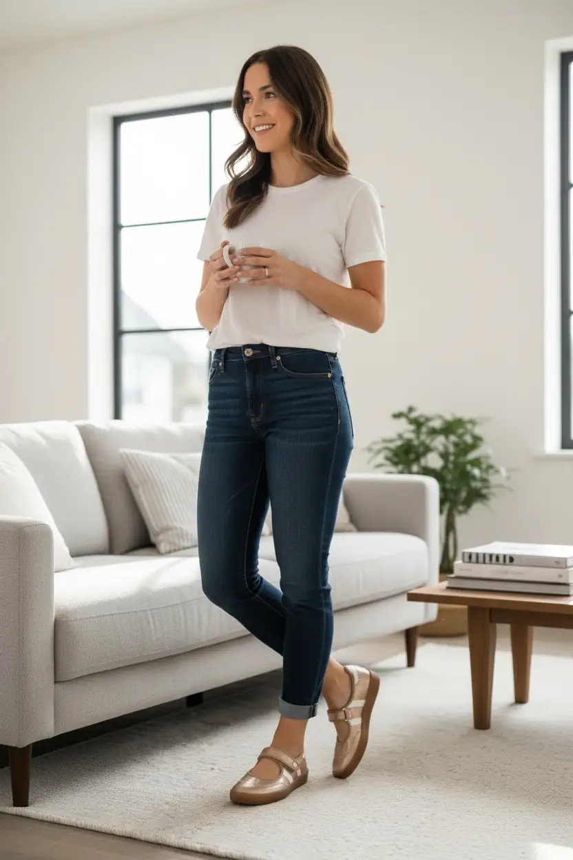 Maker's Shoes The Easy Street Mary Jane Sneaker: Rose Gold - Sneakers