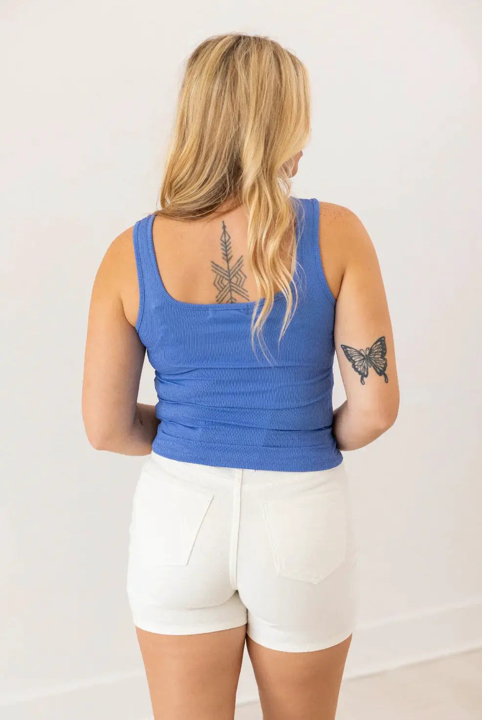 Grace & Emma Bella Square Neck Rib Knit Tank Top - Tank Tops ribbed tank top