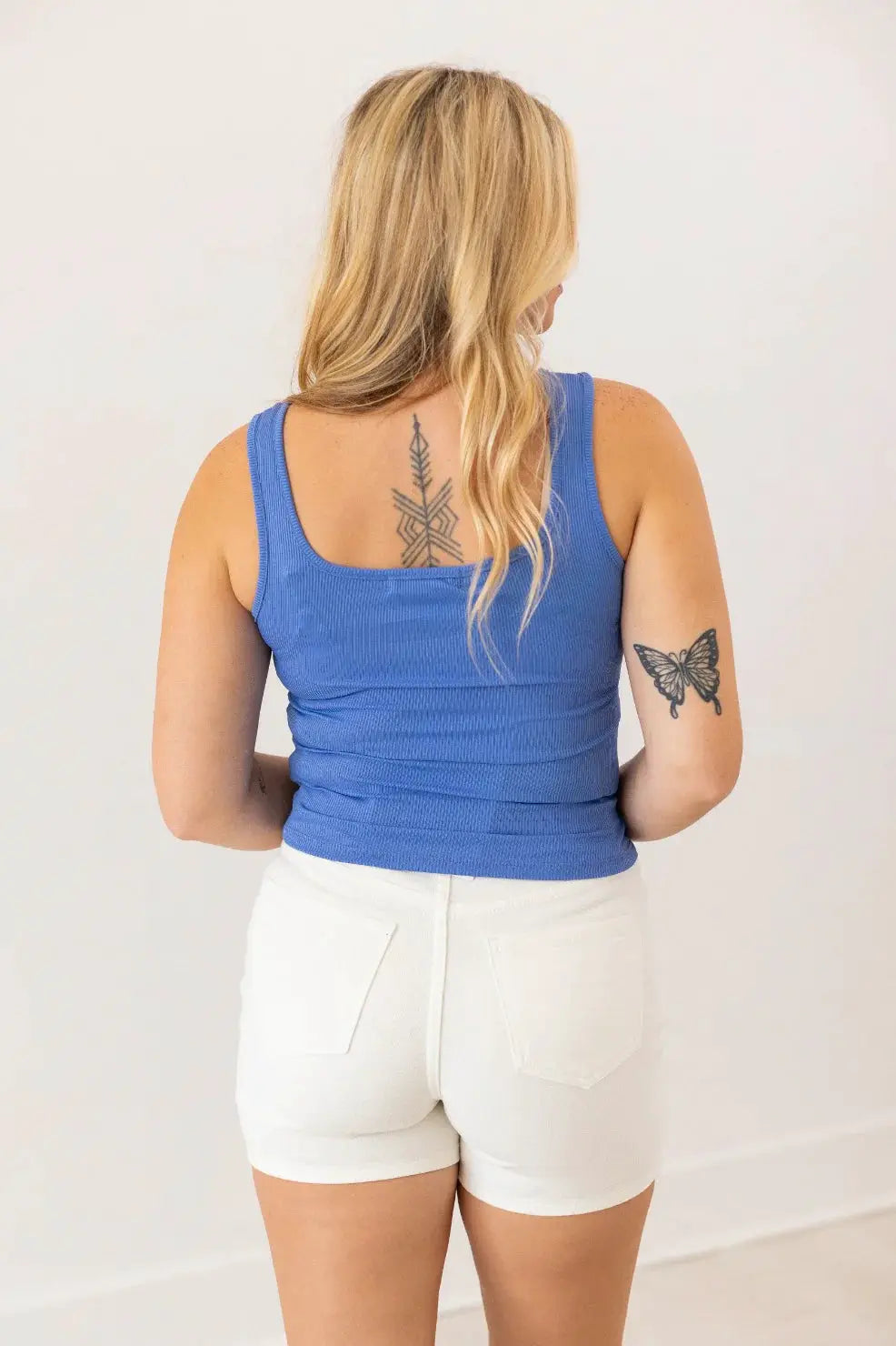 Grace & Emma Bella Square Neck Rib Knit Tank Top - Tank Tops ribbed tank top