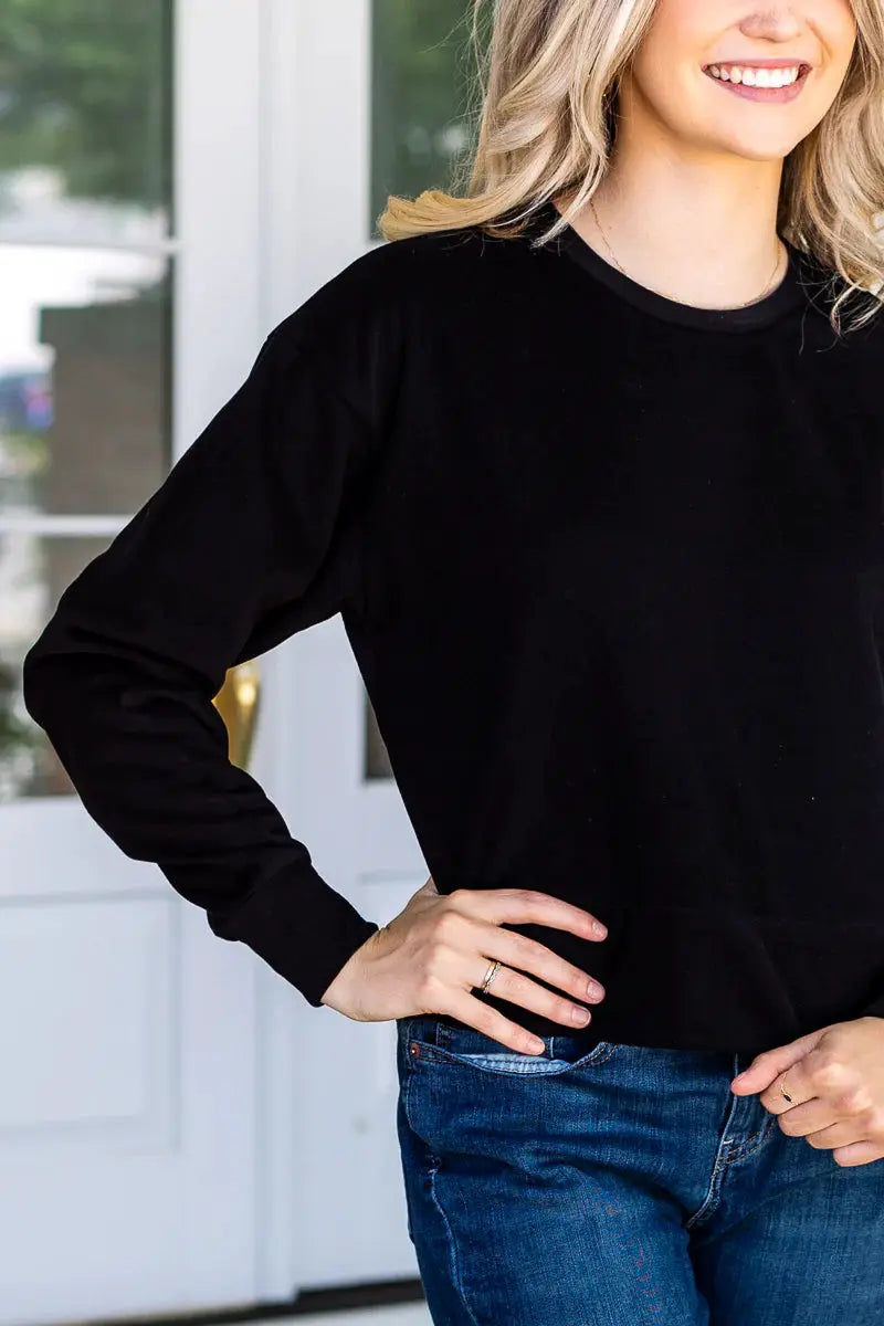 Grace & Emma Strike Your Interest Crop Sweatshirt - Sweatshirts