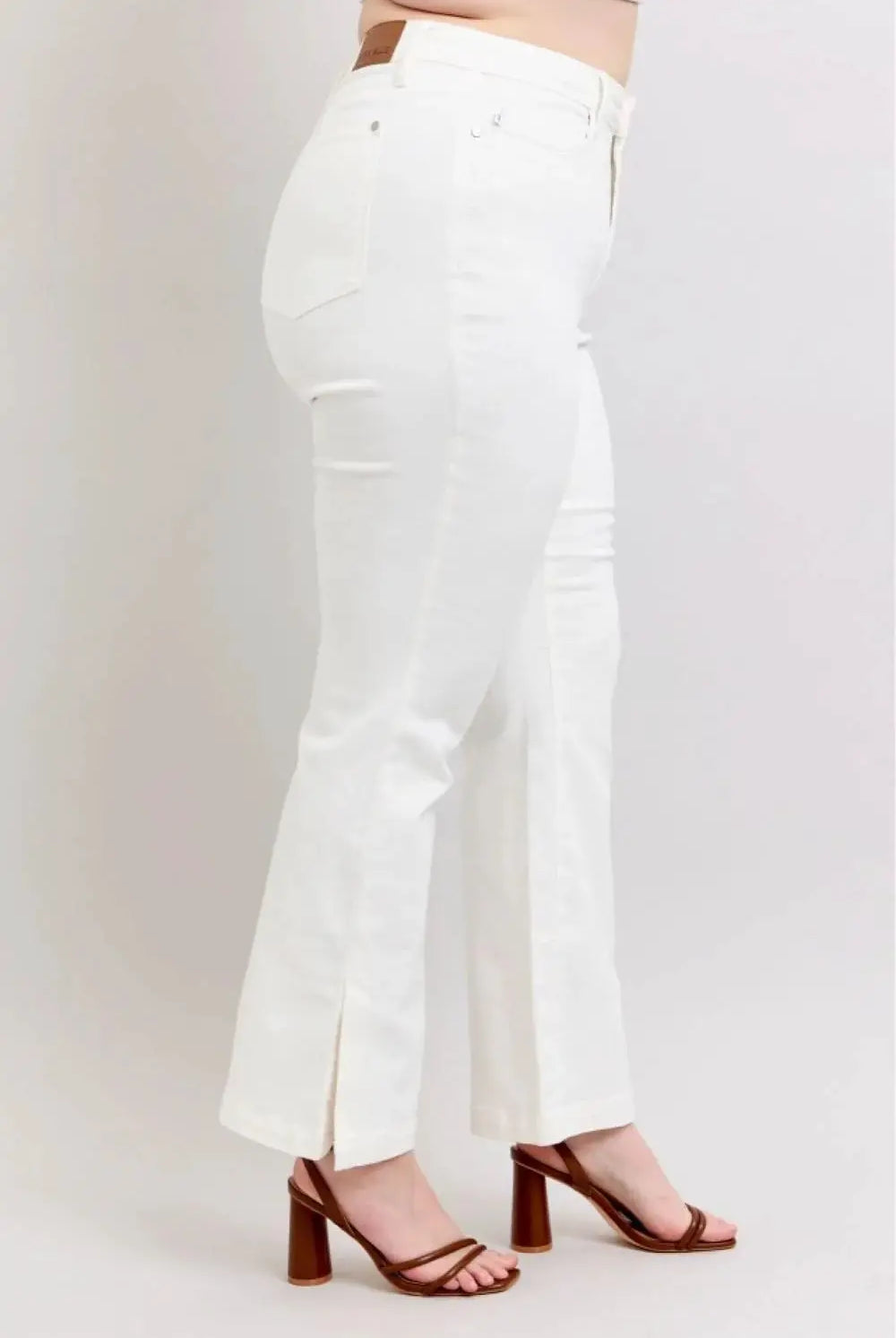 Judy Blue Judy Blue High Waist Slit Bottom Boot Cut REG & CURVY Jeans - Jeans Judy Blue White Denim