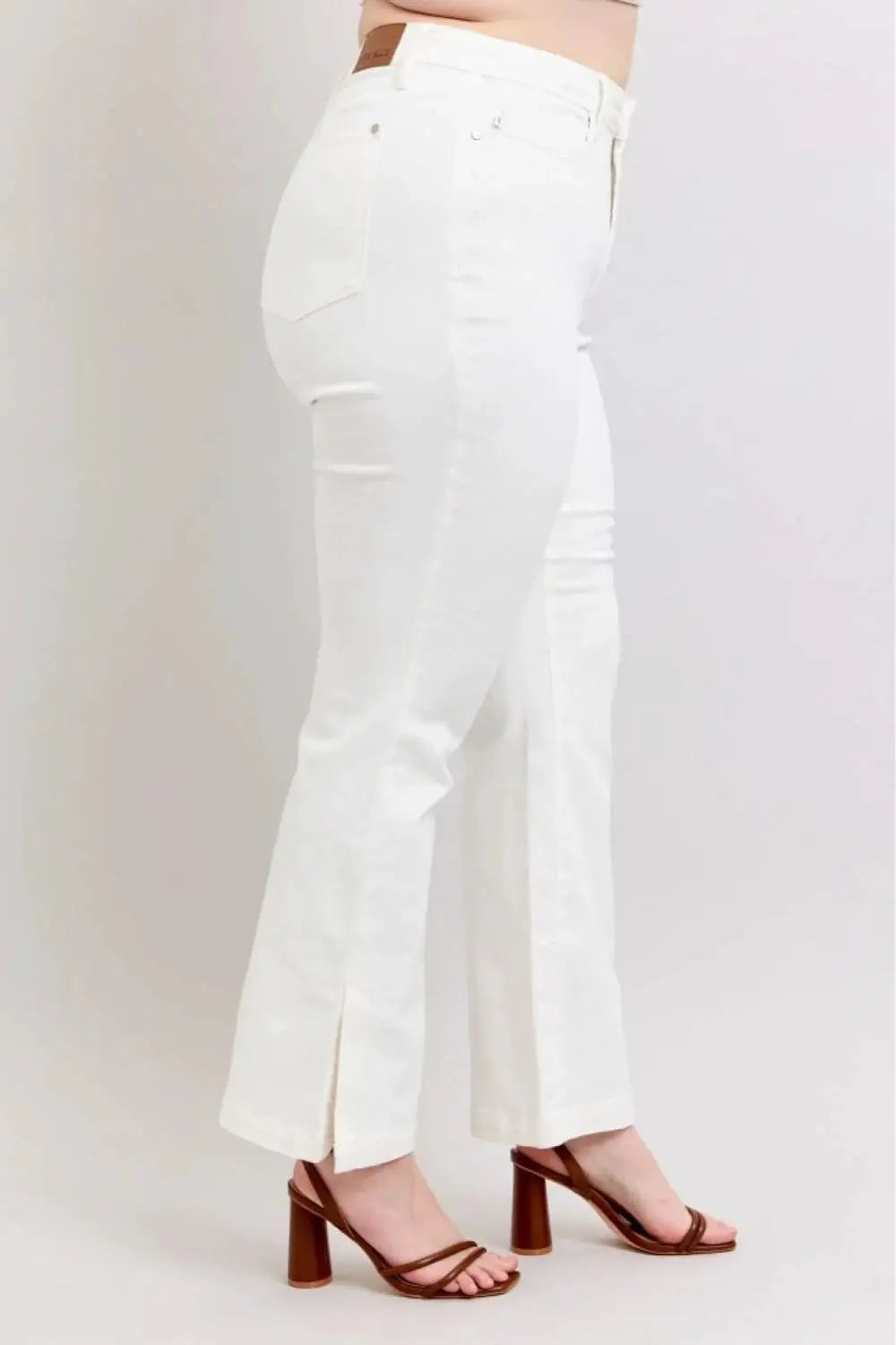 Judy Blue Judy Blue High Waist Slit Bottom Boot Cut REG & CURVY Jeans - Jeans Judy Blue White Denim