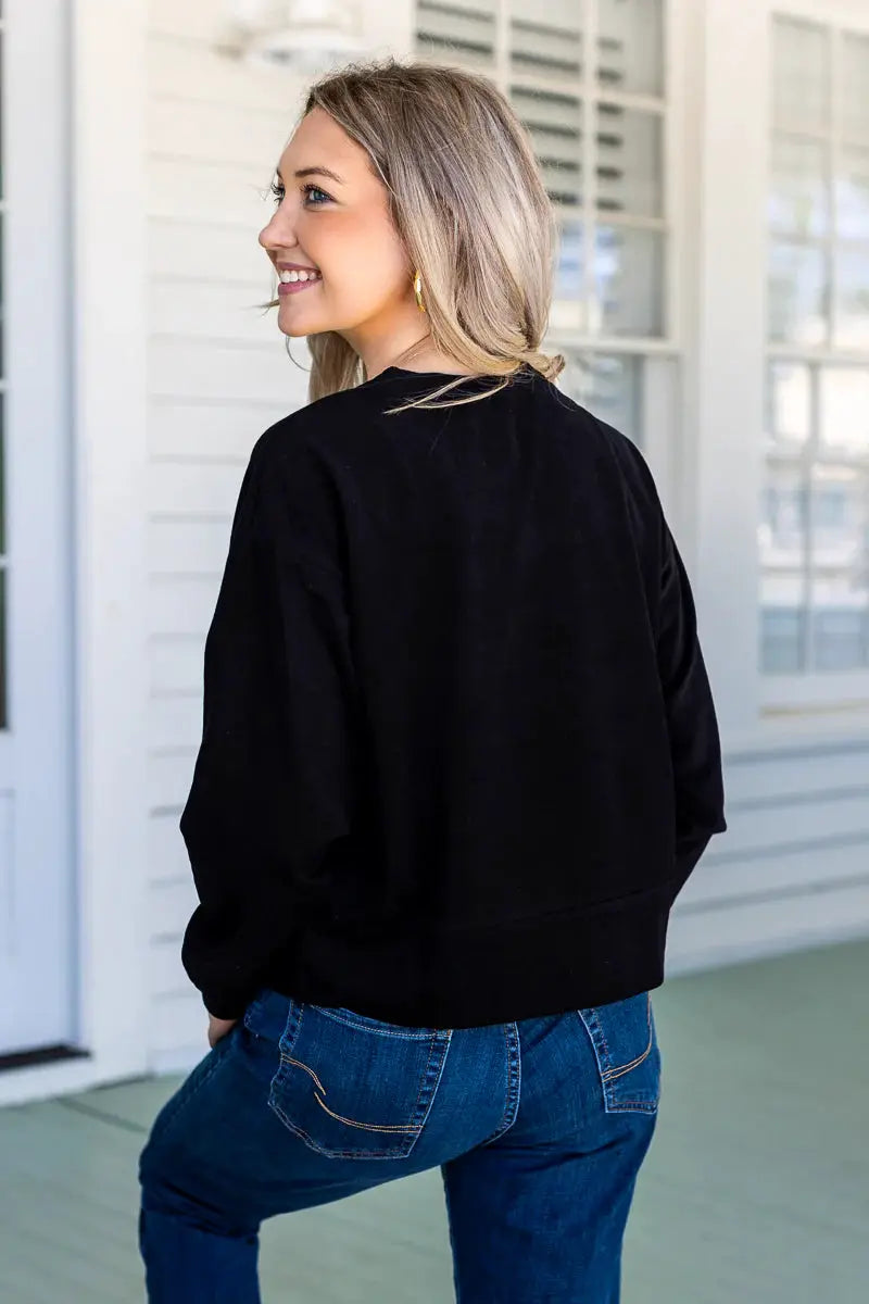 Grace & Emma Strike Your Interest Crop Sweatshirt - Sweatshirts