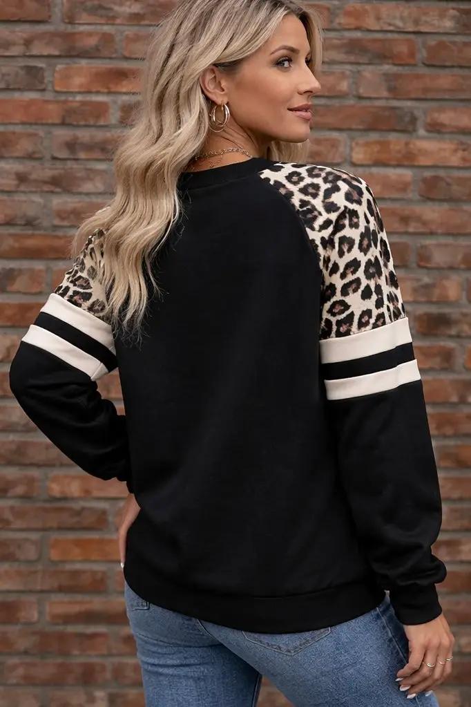 Grateful Threads Boutique Ragland Sleeve Leopard Colorblock Sweatshirt - Sweatshirts