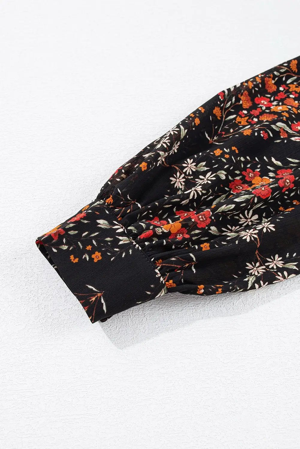 Grateful Threads Boutique Black Strawberry Aesthetic Floral Puff Sleeve Blouse - Blouses Black Strawberry Aesthetic Floral Puff Sleeve Blouse