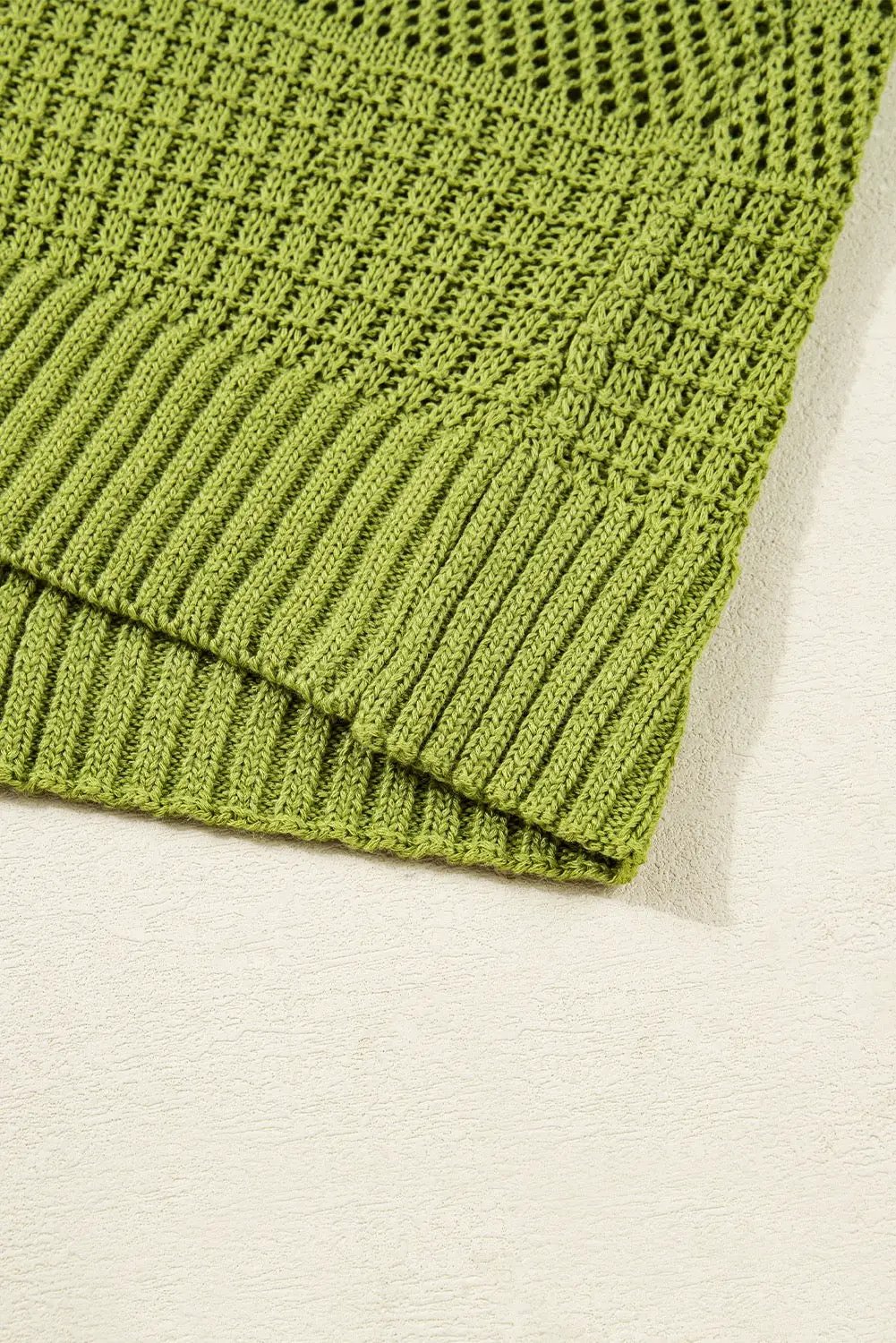 Grateful Threads Boutique Olive Breeze Oversize Crochet Knit Open Cardigan – Lightweight Layering Sweater - Cardigans Spinach Green Oversize Crochet Knit Open Cardigan