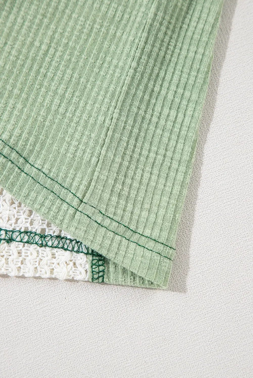 Grateful Threads Boutique Sage Meadow Crochet Boho Top - Blouses Grass Green Crochet Detail Exposed Seam High Low Loose Top