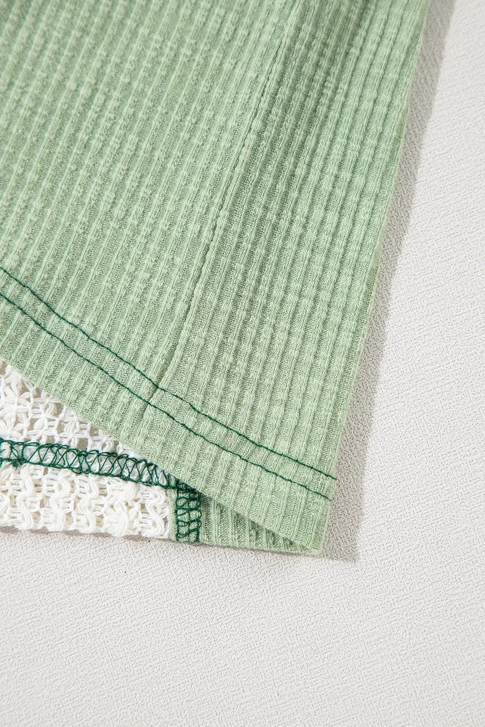 Grateful Threads Boutique Sage Meadow Crochet Boho Top - Blouses Grass Green Crochet Detail Exposed Seam High Low Loose Top