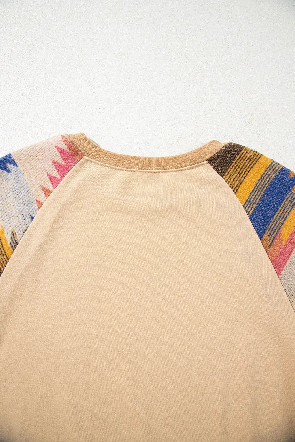 Grateful Threads Boutique Light French Beige Aztec Patchwork Raglan Pullover Sweatshirt - Sweatshirts Light French Beige Aztec Patchwork Raglan Pullover Sweatshirt