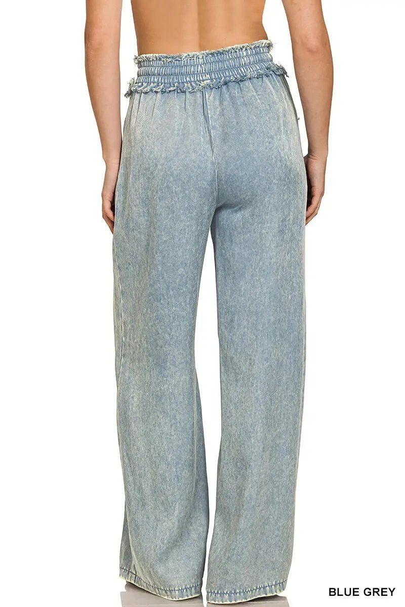 Zenana Zenana Washed Tencel Pants with Drawstring - Trousers Zenana Washed Tencel Pants with Drawstring