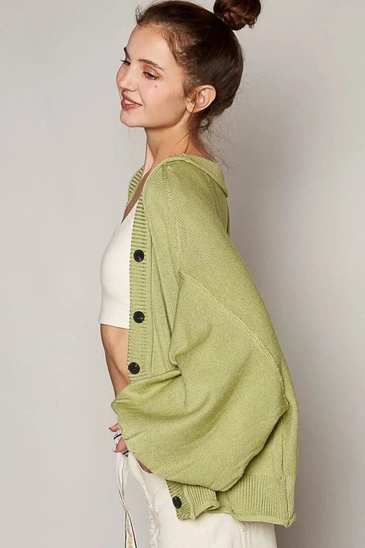 POL POL Dropped Shoulder Hacci Jacket - Cardigans