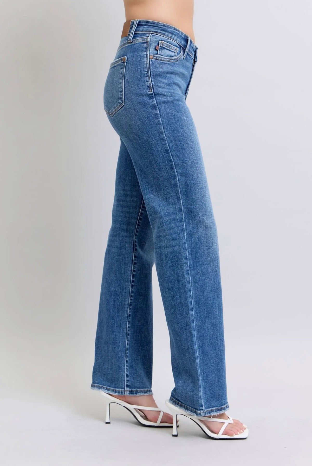 Judy Blue Judy Blue High Waisted V Front Vintage Wash 90's Straight Leg Denim Jeans - Jeans Judy Blue High Waisted V Front Vintage Wash 90's Straight Leg Denim Jeans