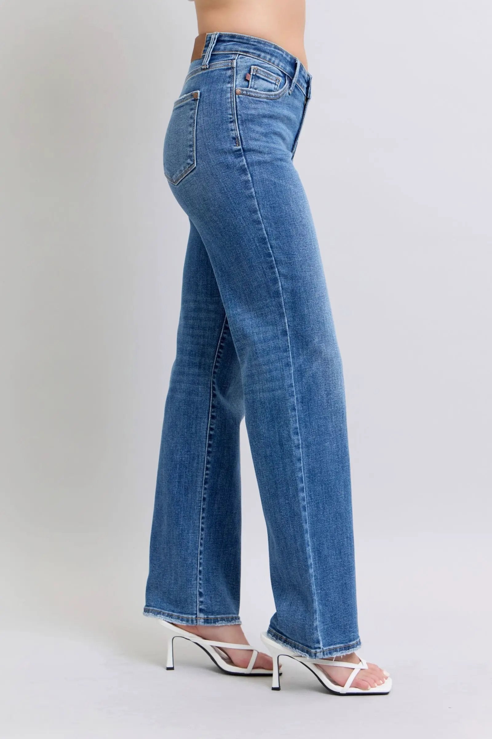 Judy Blue Judy Blue High Waisted V Front Vintage Wash 90's Straight Leg Denim Jeans - Jeans Judy Blue High Waisted V Front Vintage Wash 90's Straight Leg Denim Jeans