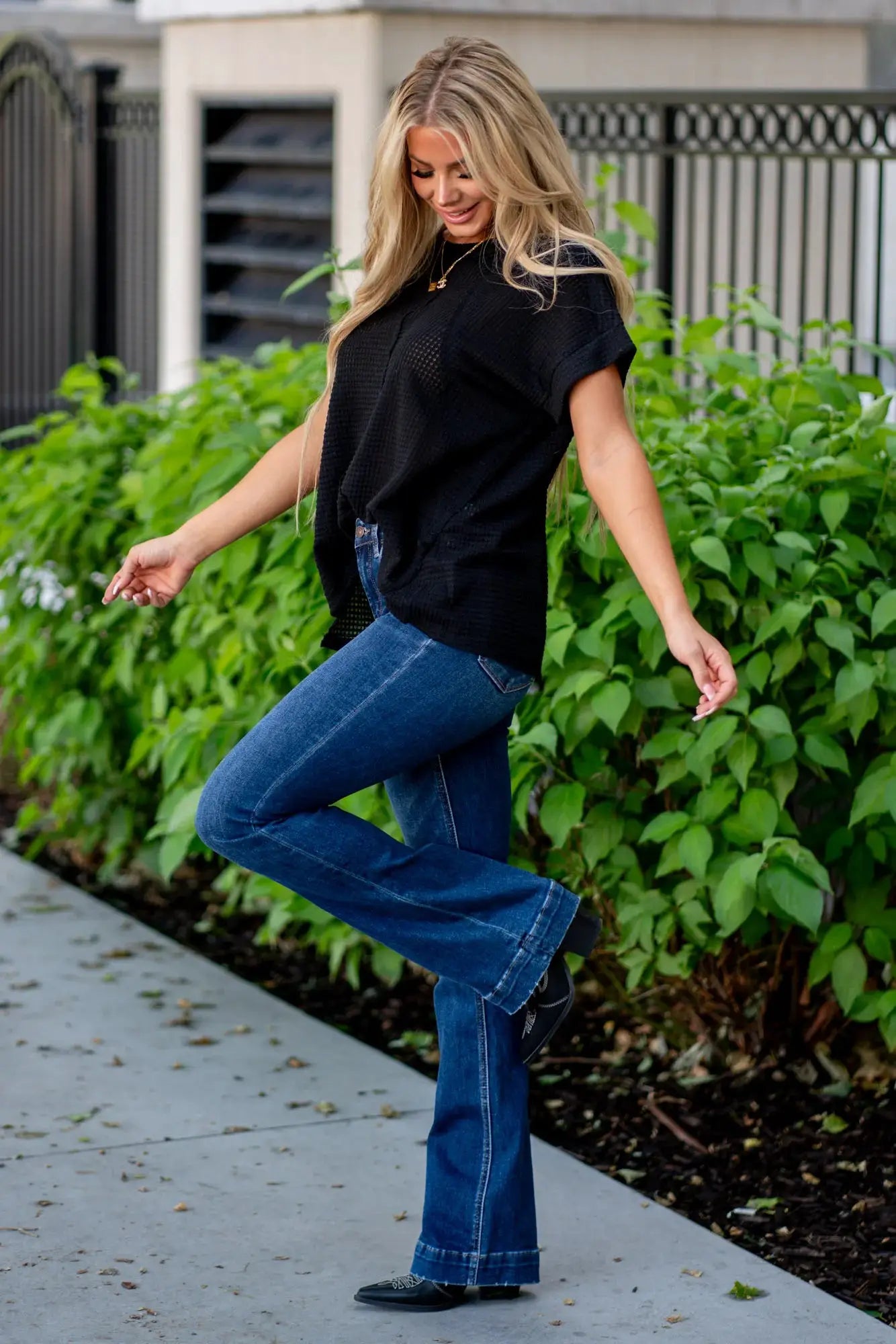 VERVET by FLYING MONKEY VERVET High Rise Trouser Hem Bootcut Jeans - Jeans