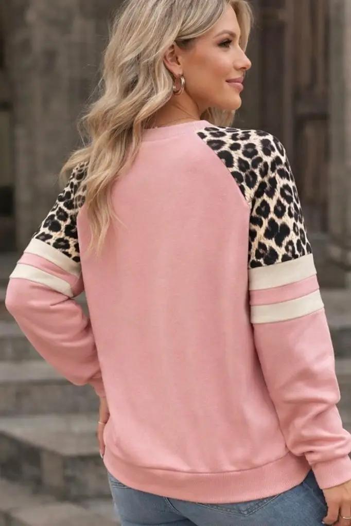 Grateful Threads Boutique Ragland Sleeve Leopard Colorblock Sweatshirt - Sweatshirts