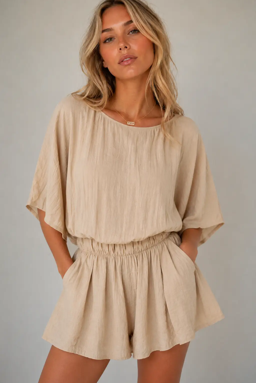 Klesis The Sandstone Breeze Crinkle Flutter Romper - One-Pieces
