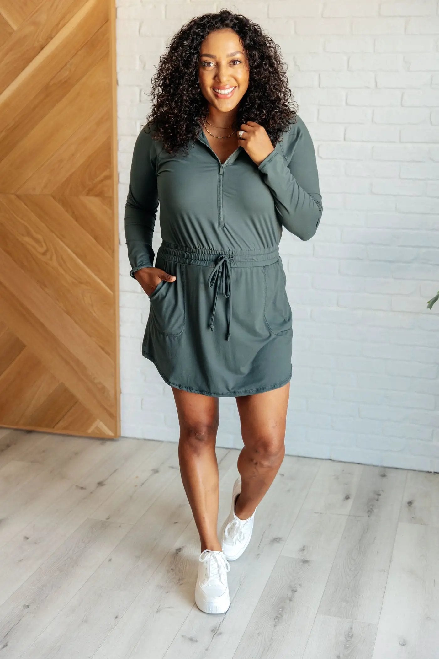 Rae Mode The Getting Out Hoodie Romper: Smoked Spruce - One-Pieces