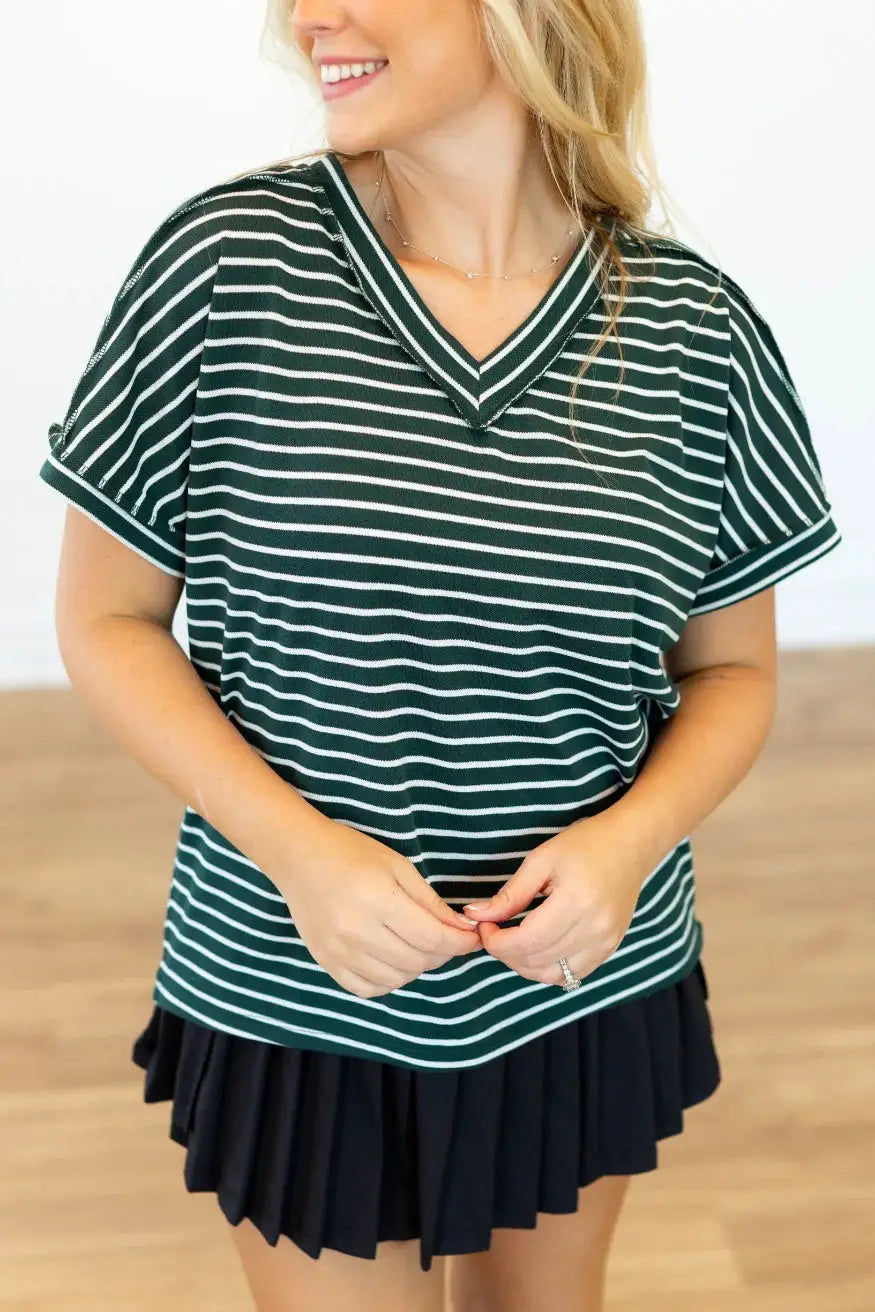 Grace & Emma The Green Lucy Stripe Top - Shirts