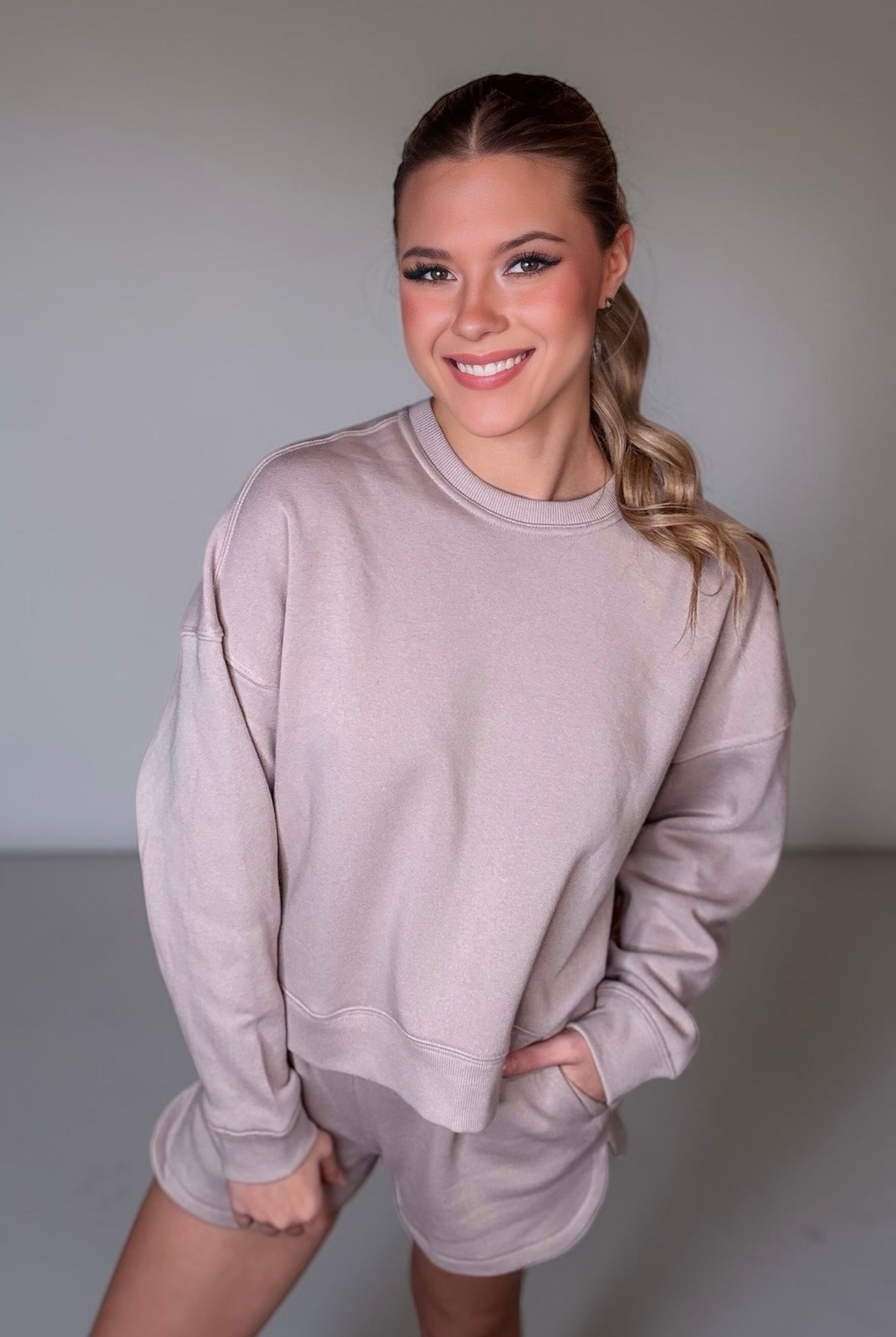 Zenana The Cloud Nine Fleece Lounge Set by Zenana - Outfit Sets Zenana Fleece Long Sleeve Sweatshirts & Shorts Set