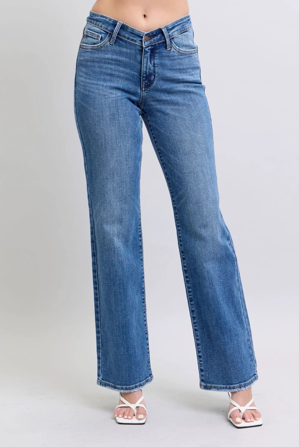 Judy Blue Judy Blue High Waisted V Front Vintage Wash 90's Straight Leg Denim Jeans - Jeans Judy Blue High Waisted V Front Vintage Wash 90's Straight Leg Denim Jeans