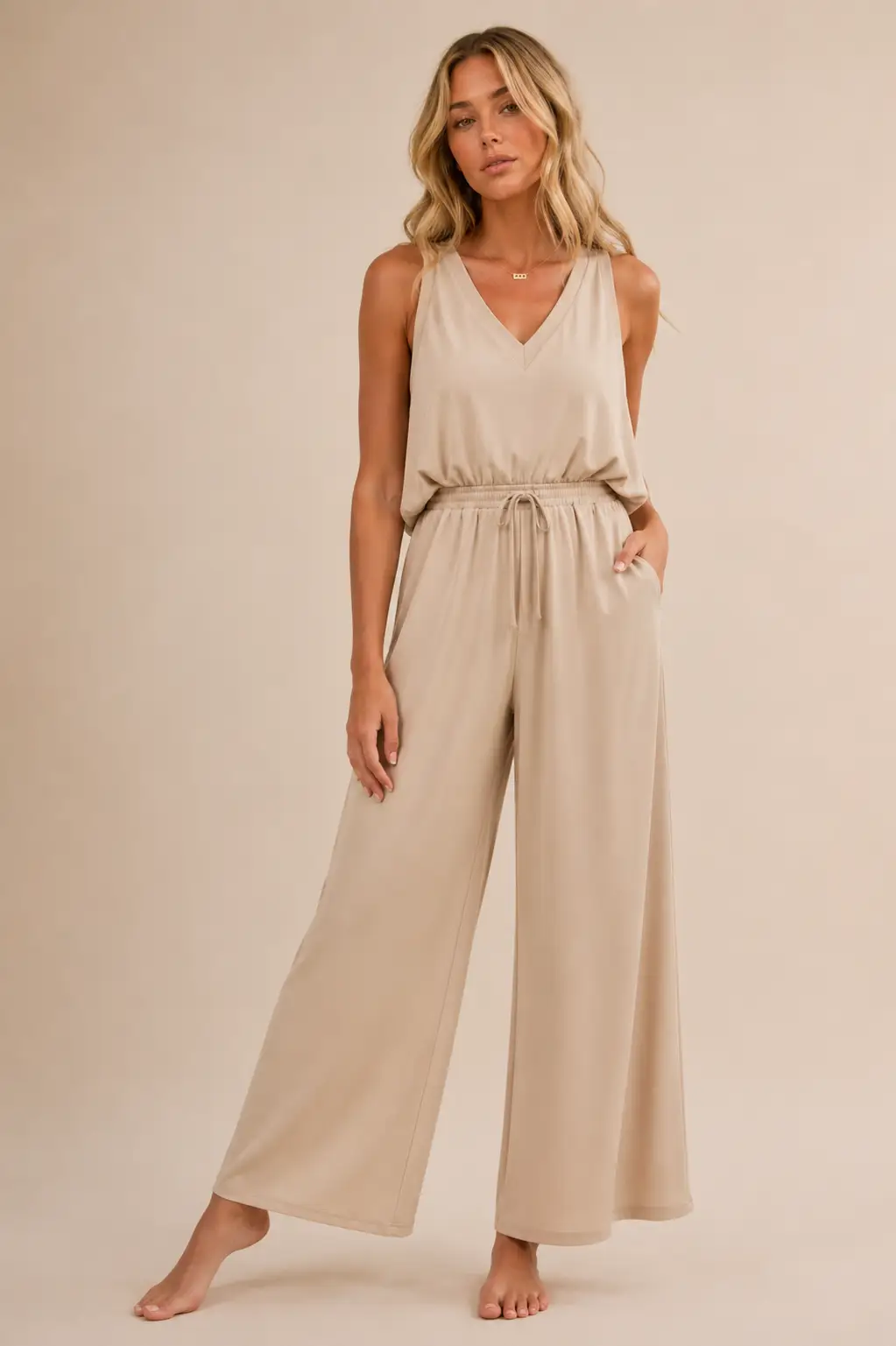Doe and Rae The Sandstone Ease Culotte Jumpsuit - One-Pieces