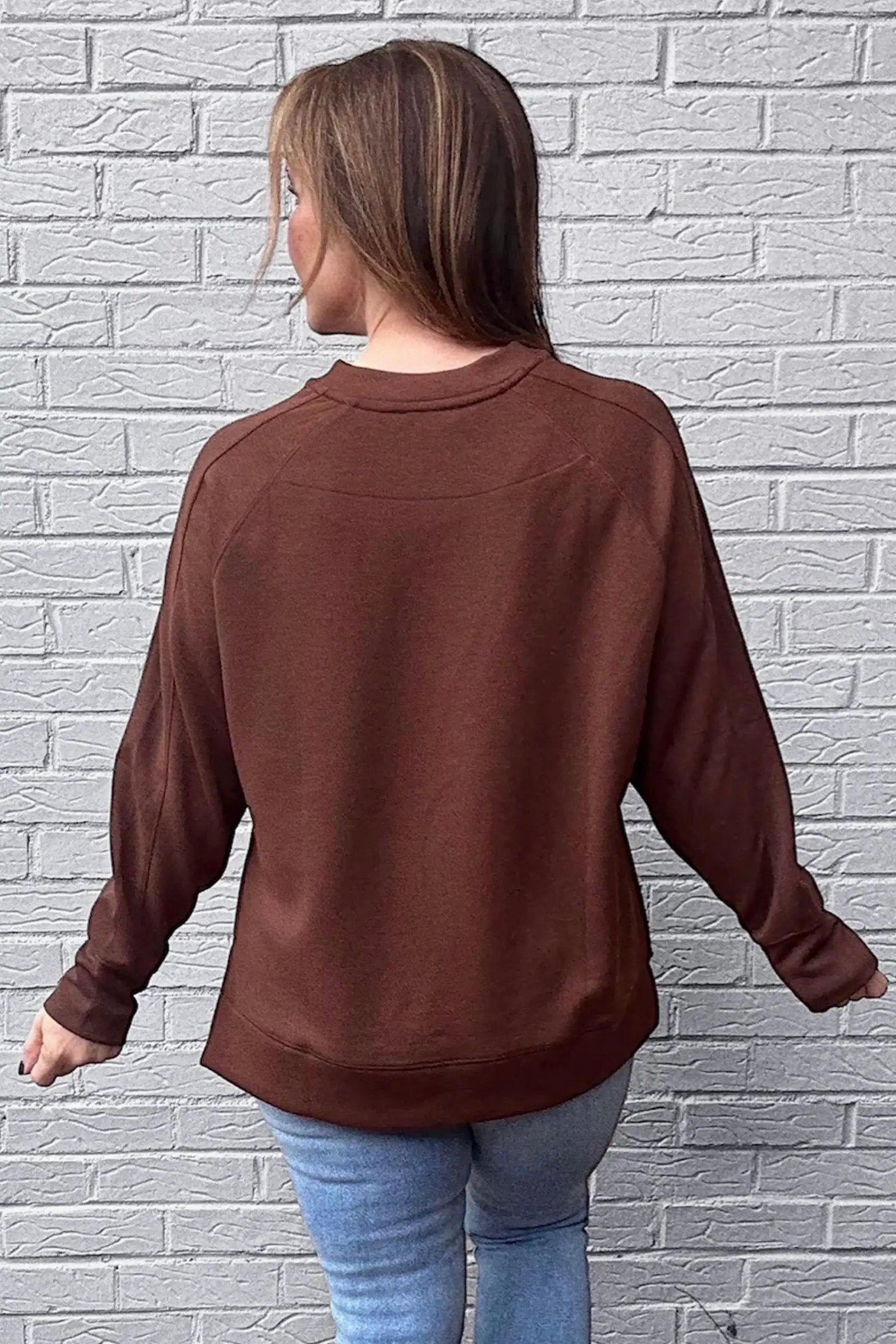 Zenana Zenana Scuba Round Neck Pullover with Side Slits - Sweatshirts Zenana Scuba Round Neck Pullover with Side Slits