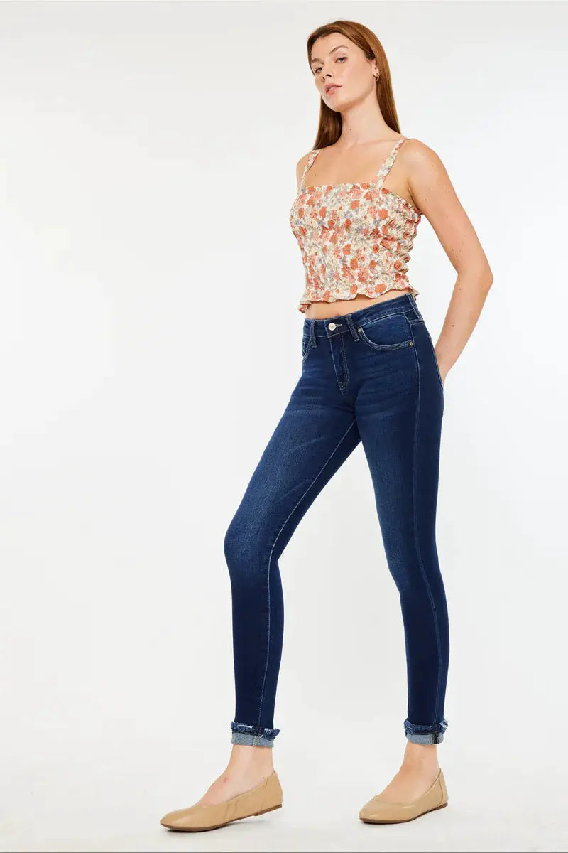 KanCan KanCan Kennedy Mid Rise Ankle Skinny Jeans – Dark Wash - Jeans Kancan midrise skinny