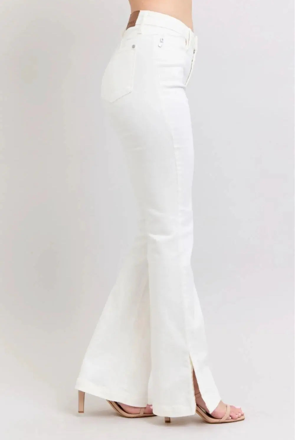 Judy Blue Judy Blue High Waist Slit Bottom Boot Cut REG & CURVY Jeans - Jeans Judy Blue White Denim