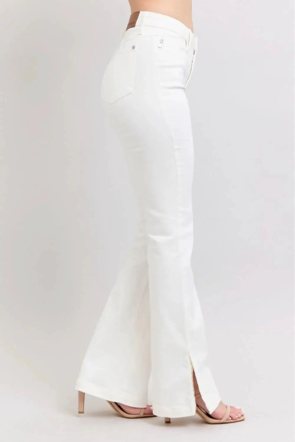 Judy Blue Judy Blue High Waist Slit Bottom Boot Cut REG & CURVY Jeans - Jeans Judy Blue White Denim