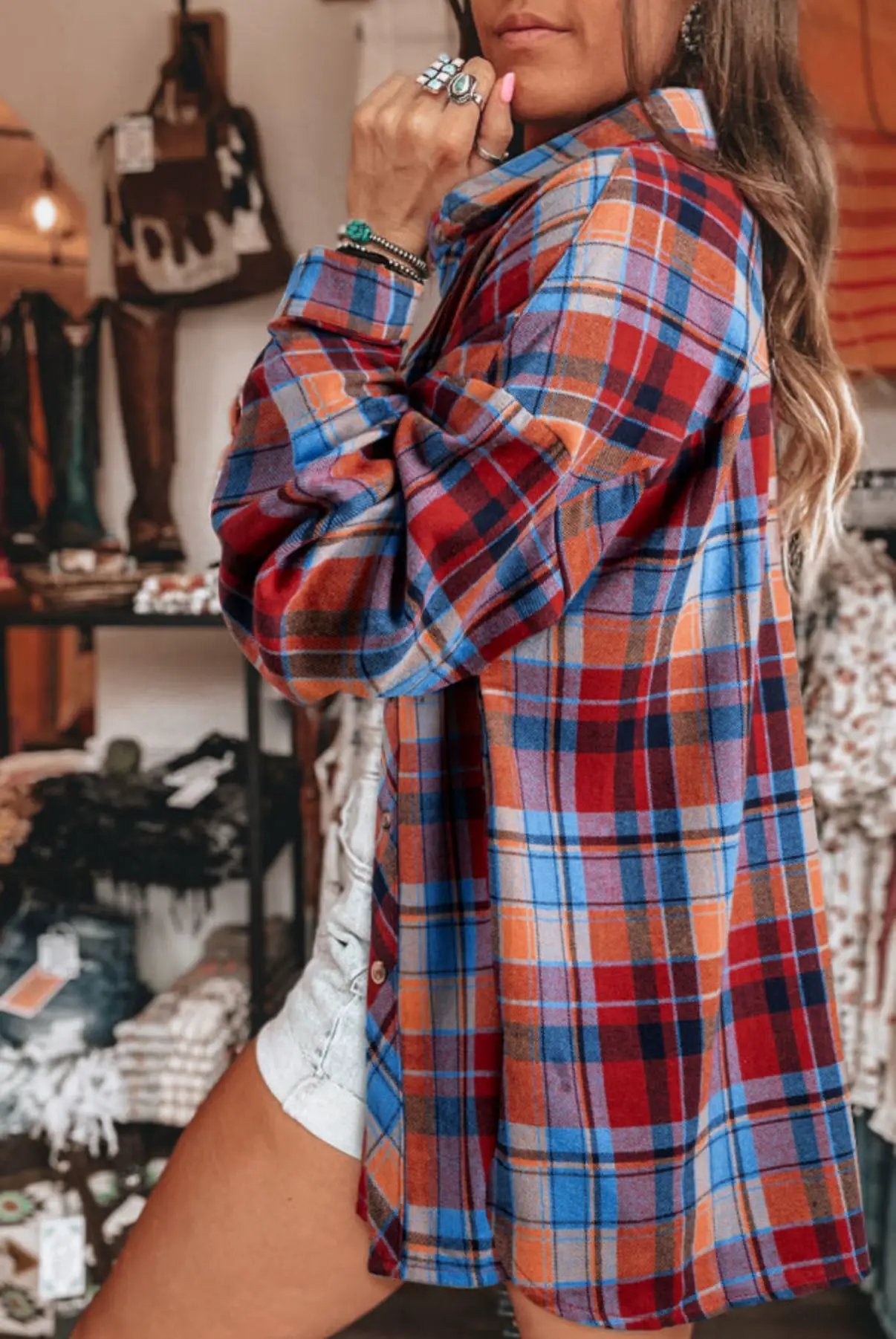 Grateful Threads Boutique Pumpkin Patch Plaid Oversized Flannel - Shirts