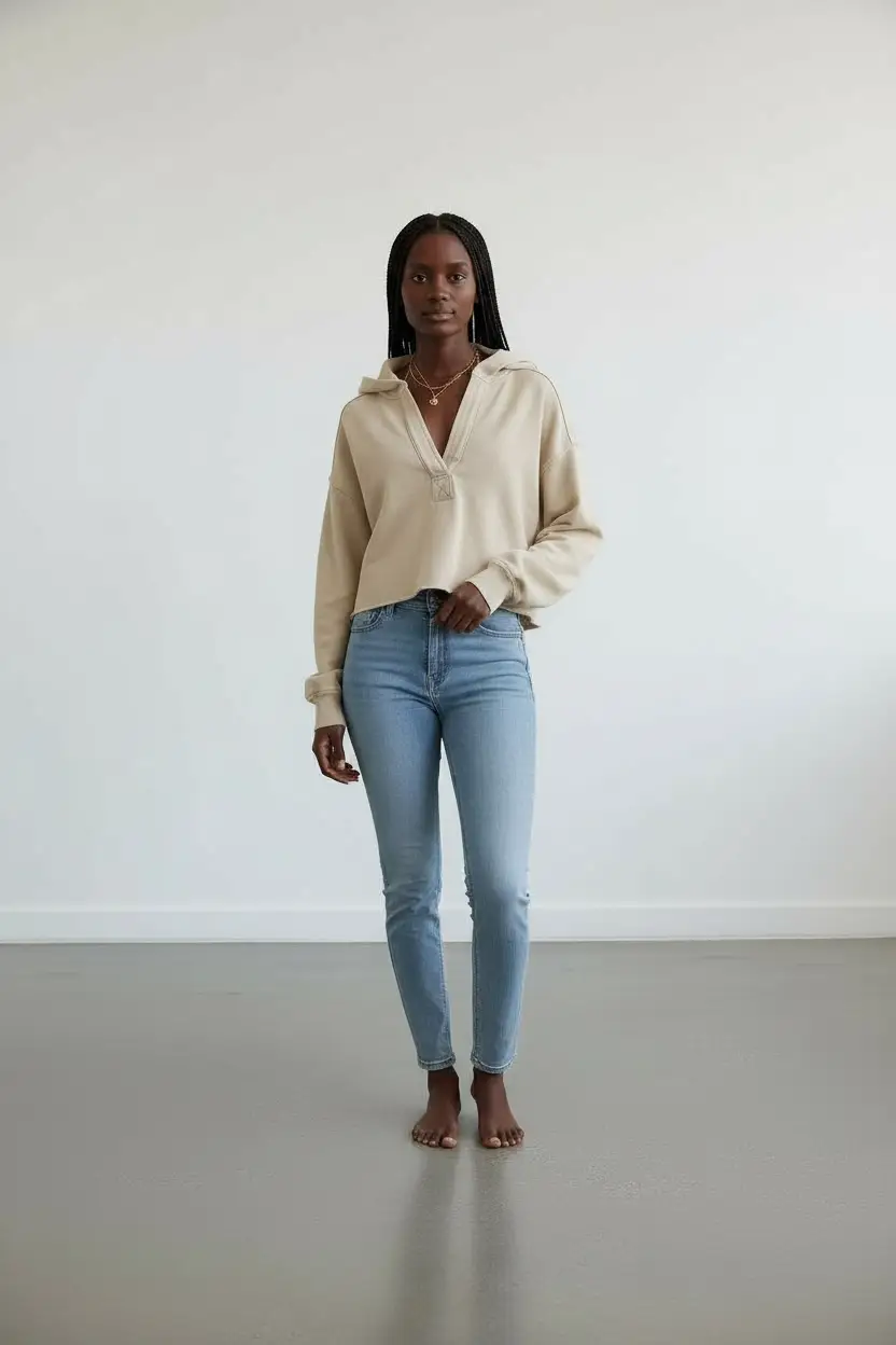 Suhkasana V-Notch Cropped Hoodie - Hoodies