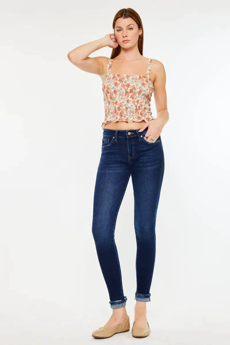 KanCan KanCan Kennedy Mid Rise Ankle Skinny Jeans – Dark Wash - Jeans Kancan midrise skinny