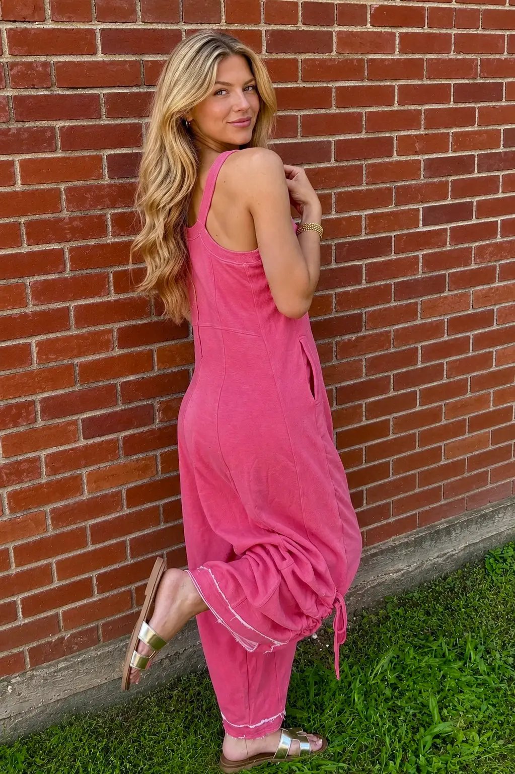 Davi & Dani The Coral Crush Wide Leg Jumpsuit - One-Pieces