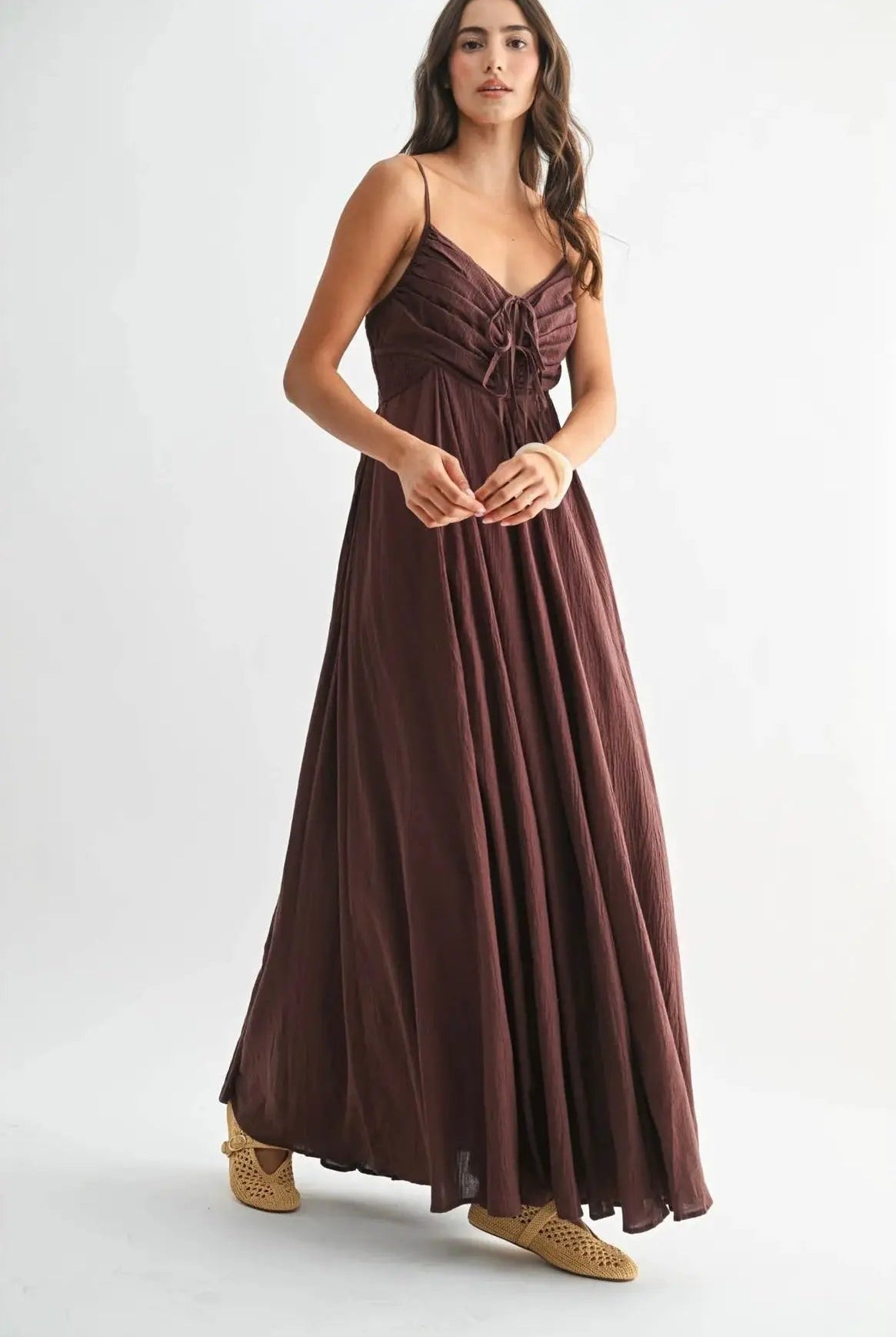 Camellia The Bordeaux Grace Ruched Maxi Dress - Dresses