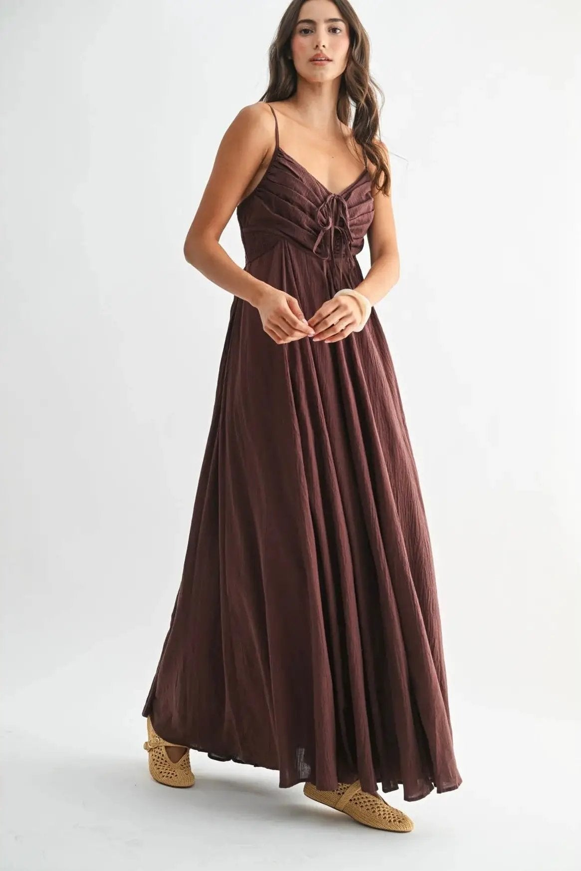 Camellia The Bordeaux Grace Ruched Maxi Dress - Dresses