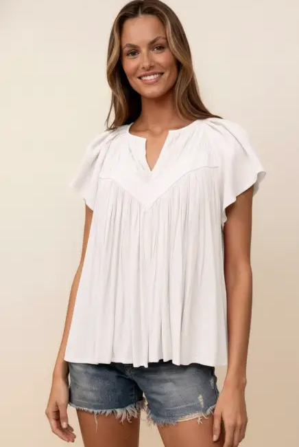 Haptics The Southern Belle Flutter Blouse - Blouses