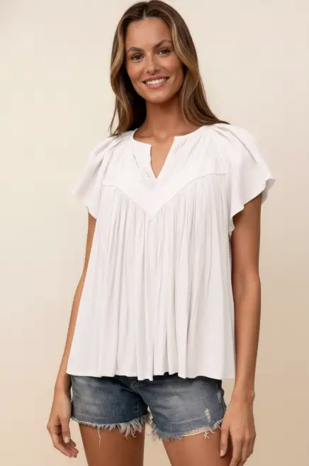 Haptics The Southern Belle Flutter Blouse - Blouses