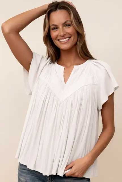 Haptics The Southern Belle Flutter Blouse - Blouses