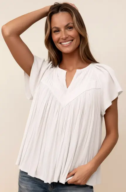 Haptics The Southern Belle Flutter Blouse - Blouses
