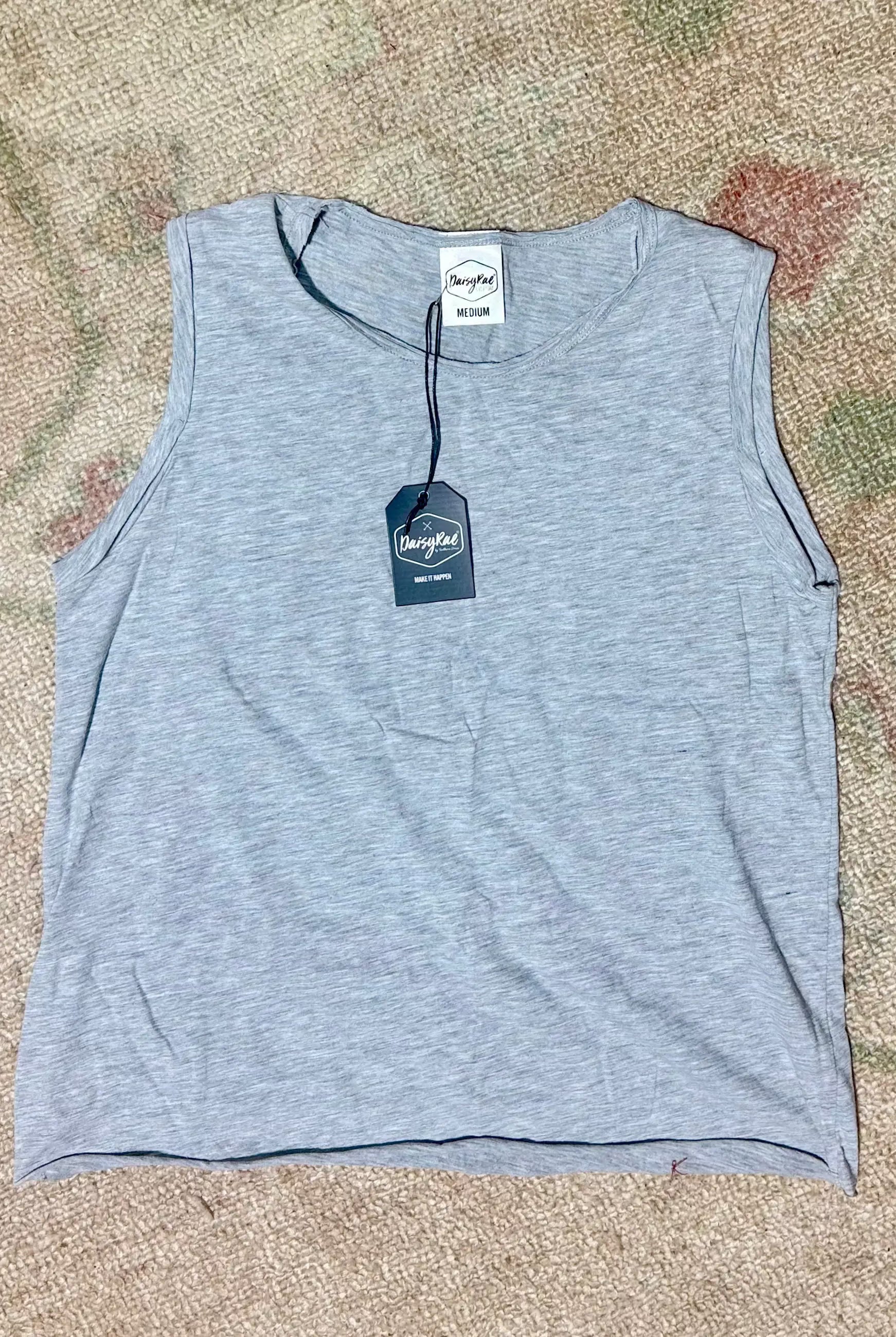 Grace & Emma Good Habits Grey Cutoff Tank - Tank Tops