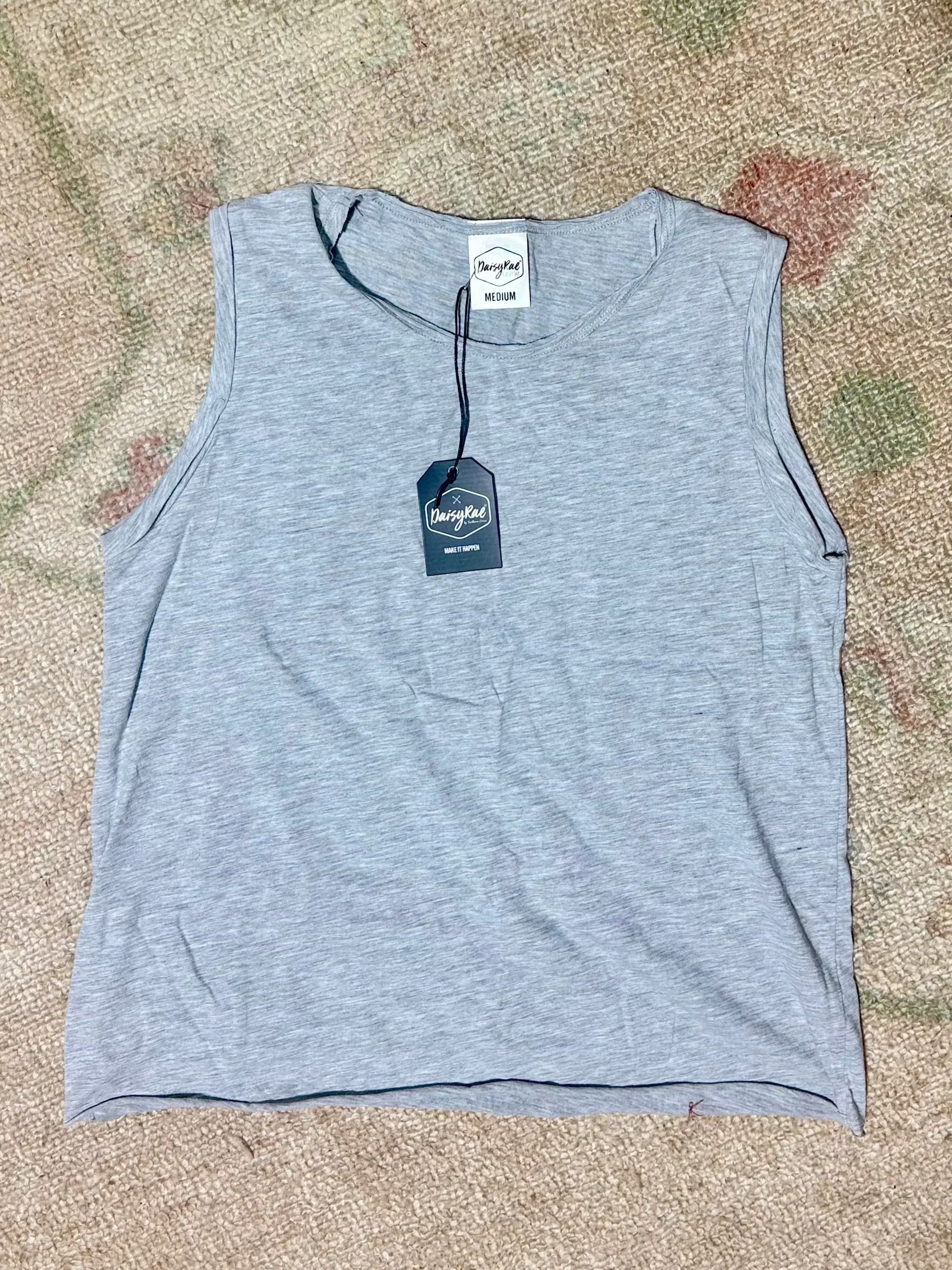 Grace & Emma Good Habits Grey Cutoff Tank - Tank Tops