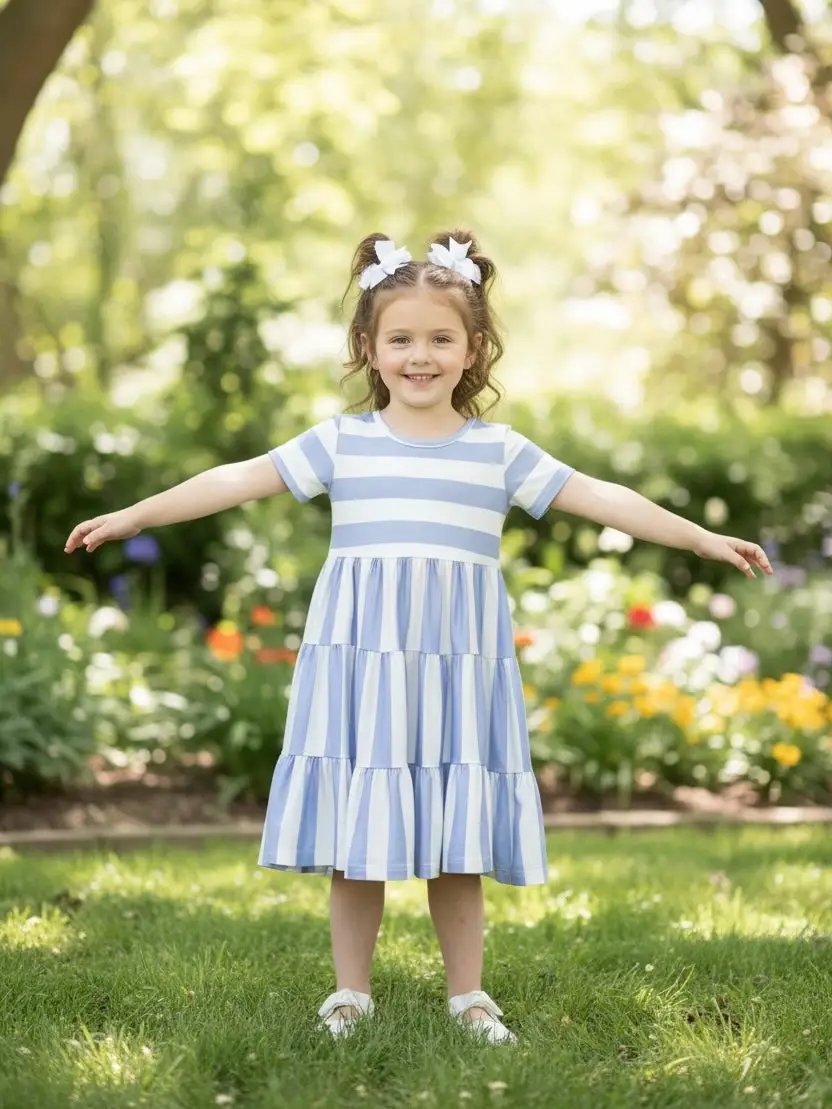 Marie Nicole Clothing Marie Nicole Clothing - Periwinkle Striped Swing Dress - MINI - Dresses