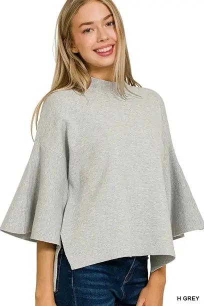 Zenana Viscose Bell Sleeve Sweater - Sweaters Viscose Bell Sleeve Sweater
