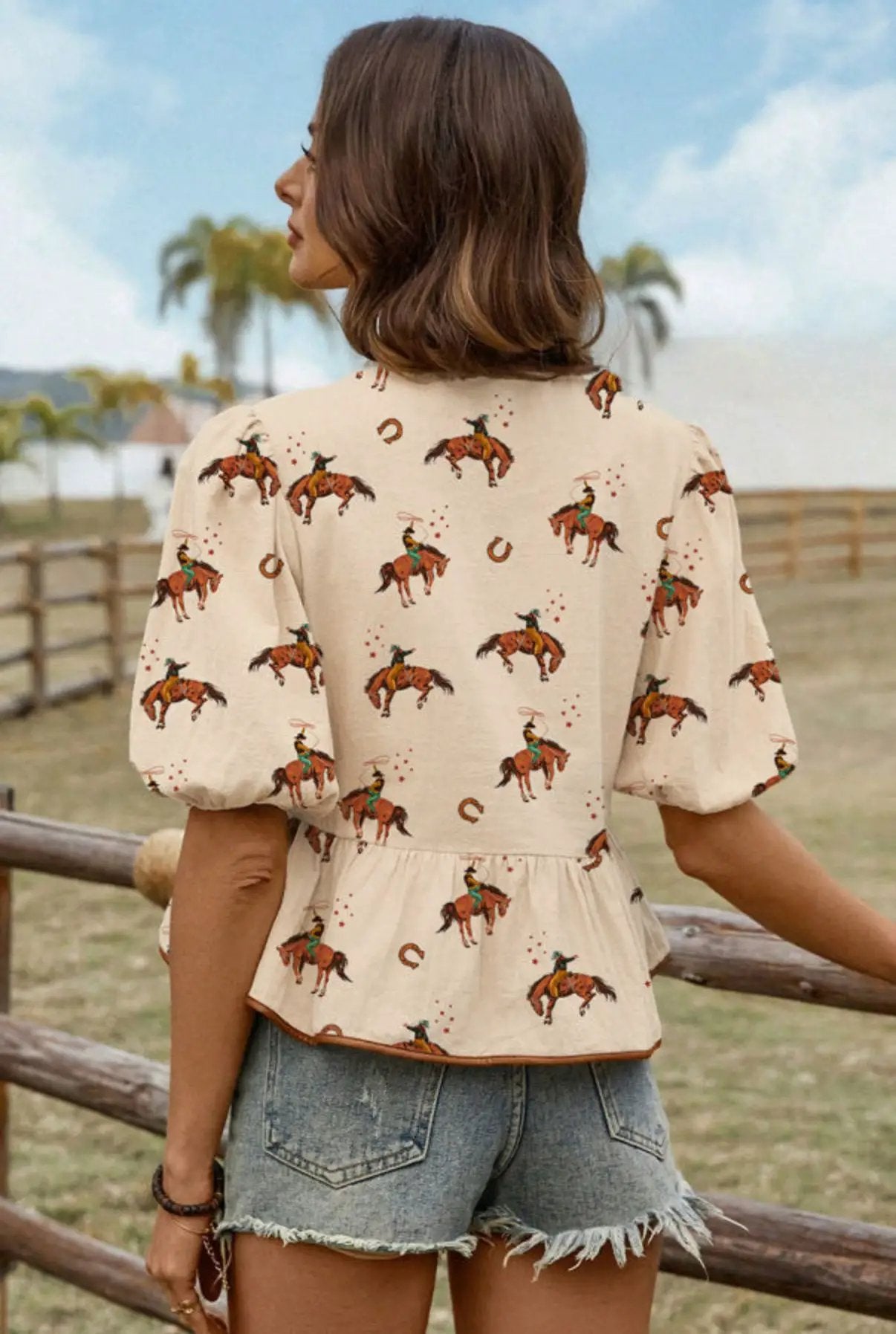 Grateful Threads Boutique Rodeo Romance Peplum Blouse - Blouses