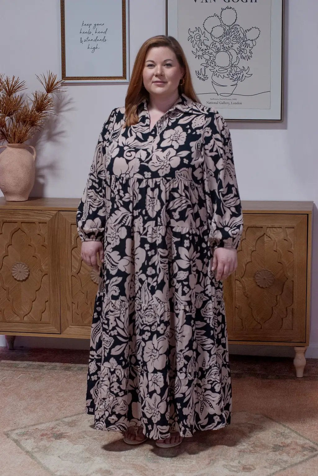 Grateful Threads Boutique Black Puff Sleeved Maxi Dress PLUS - Dresses