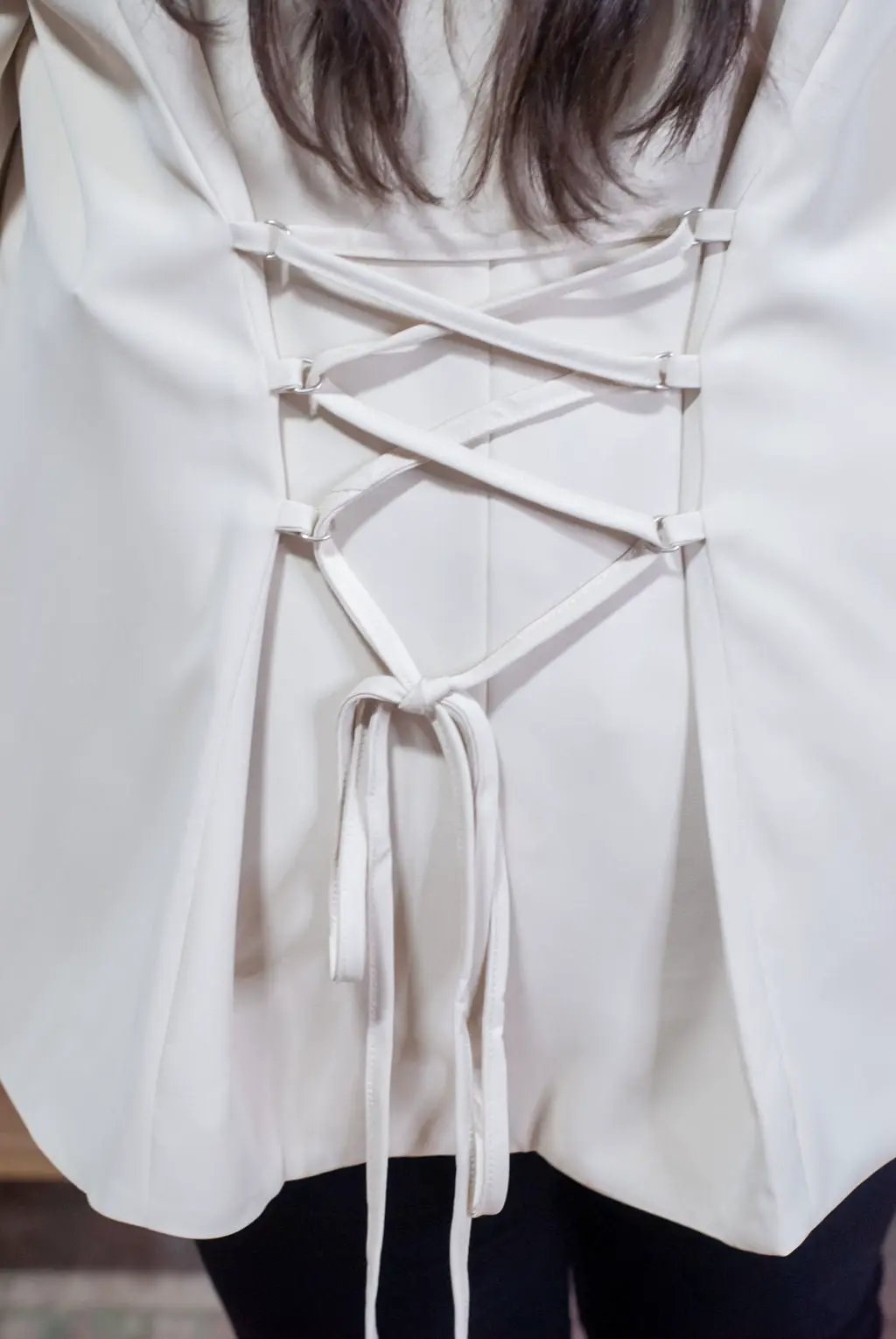 Le Lis Chic Lace-Up Back Datail Oversized Blazer - Suits Lace-Up Back Oversized Blazer