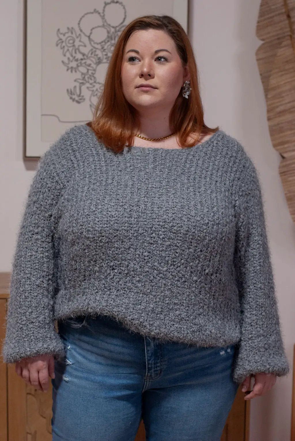 POL POL Wide Neck Alpaca Sweater PLUS - Sweaters